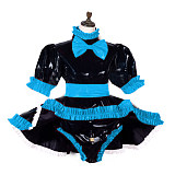 Lockable Sissy Maid Dress Plus Size Lolita PVC Maid Cosume with Bow PVC Crossdressing Fetish Wear Sissy Dress