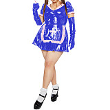 Anime Girls Nurse Dress Sexy Cosplay PVC Leather Lolita Nightdress Outfits Nurse Uniform Dress with Apron Party Stage Costumes