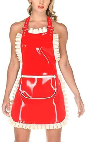 23 Colors Halter Adjustable Strap Mini Dress Ladies PVC Pocket Front Maid Dress