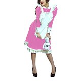 Lolita Peter Pan Collar Long Sleeve Knee-Length Maid Dress with Ruffled Apron Men Women French Maid Cosplay Costume Maid Uniform
