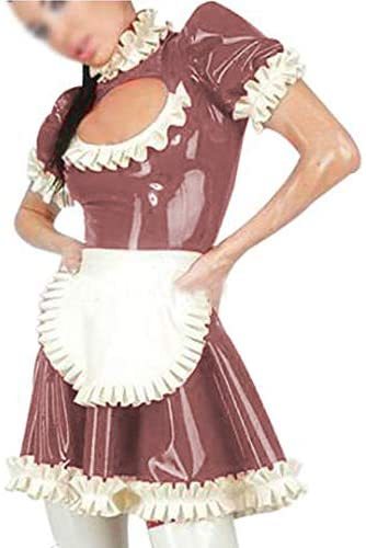 Plus Size Keyhole Lolita Pleated Dress Lady PVC Maid Cosplay Dress