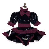 Lockable Sissy Maid Dress Plus Size Lolita PVC Maid Cosume with Bow PVC Crossdressing Fetish Wear Sissy Dress