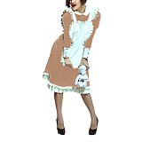 Lolita Peter Pan Collar Long Sleeve Knee-Length Maid Dress with Ruffled Apron Men Women French Maid Cosplay Costume Maid Uniform