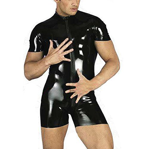 Men's Metallic Lycra Bodysuit Zentai Wet Look Bodysuit Jumpsuit