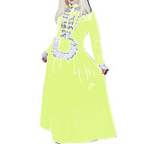 Sexy Maid Costumes Lace Tirmming Long Dress Sissy PVC Long Sleeve Lockable Stand Neck Dress Maid Uniform Dress Cosplay Fetish