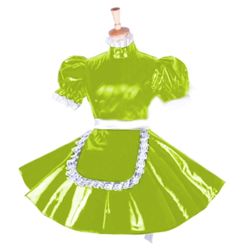 maid pvc lockable dress Uniform cosplay costume Tailor-made Sexy Cute Maid Dress Cosplay Anime Uniform Temptation Sissy Suit 7XL