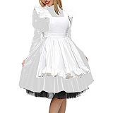 19 Colors Matte Maid Dress High Neck Long Sleeve Vestido Gothic Tutu Dress Lady A-line Pleated Dress Vintage Cosplay Uniform