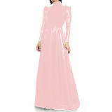 Wetlook PVC Sexy Bodycon Floor-length A Line Dress Fit and Flare Long Dress Cocktail Evening Prom Gown Dress Party Club S-7XL