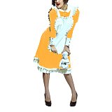 Lolita Peter Pan Collar Long Sleeve Knee-Length Maid Dress with Ruffled Apron Men Women French Maid Cosplay Costume Maid Uniform