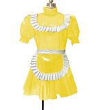 Women Sexy Lockable Sissy Maid Dress Transparent Plastic Costume Sweet Gothic Lolita Dresses Invisible Sexy Sissy Crossdresser