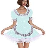 25 Color White Lace Splicing Maid Dress Lady PVC Lolita Mini Dress