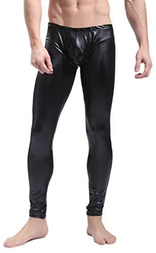 Men's Black/Red Faux Leather Tight Pants Leggings Sexy Trousers S-XL