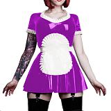 26 Colors Maid Short Sleeve Mini Dress Cute Uniform PVC A-line Pleated Dress Cosplay Costumes Lolita Dress with Apron 7XL