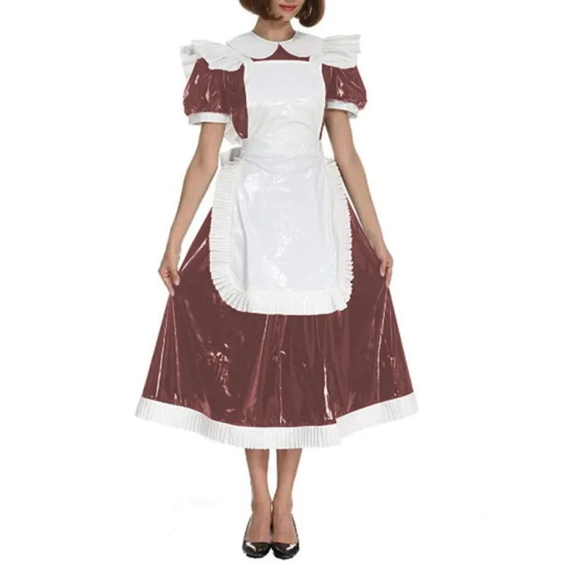 Adults Sissy Lolita Dress Maid Crossdress Dress Costume Mid-Calf Puff Sleeve Sweet Dress Peter Pan Collar Costume 7XL Plus Size