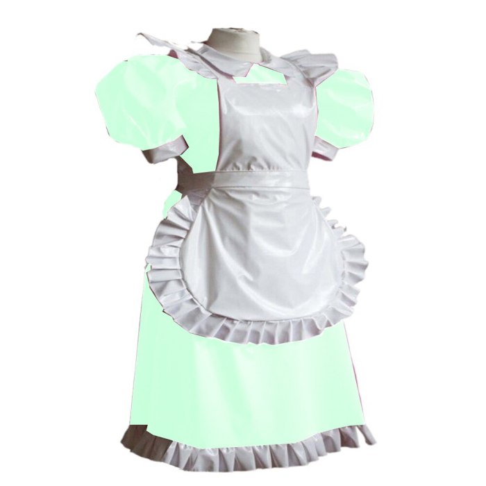 Plus Size Lolita Dress PVC Sissy Elegant Puff Sleeve Mini Dress Wetlook Shiny Gothic Lolita Service Dress Men Cross dress