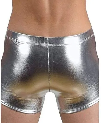 Men Skinny Lace Up Boxer Shorts Sexy Knickers Shiny Metallic Trunks