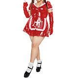 Anime Girls Nurse Dress Sexy Cosplay PVC Leather Lolita Nightdress Outfits Nurse Uniform Dress with Apron Party Stage Costumes