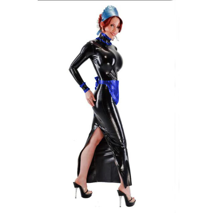 Women maid costume Ankle Length Long Sleeve Bodycon Japanese Maid Cosplay Servant Classical Erotic Outfit Sexy Dress For Women