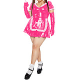 Anime Girls Nurse Dress Sexy Cosplay PVC Leather Lolita Nightdress Outfits Nurse Uniform Dress with Apron Party Stage Costumes