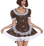 25 Color White Lace Splicing Maid Dress Lady PVC Lolita Mini Dress