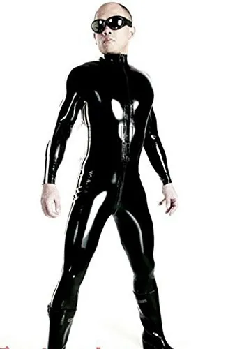 Men's Metallic Lycra Bodysuit Zentai Wet Look Bodysuit Jumpsuit