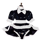 Lockable Sissy Maid Dress Plus Size Lolita PVC Maid Cosume with Bow PVC Crossdressing Fetish Wear Sissy Dress