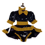 Lockable Sissy Maid Dress Plus Size Lolita PVC Maid Cosume with Bow PVC Crossdressing Fetish Wear Sissy Dress