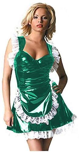 Plus Size Sexy Low Cut Maid Cosplay Dress Women Sleeveless Waitress Apron Dress