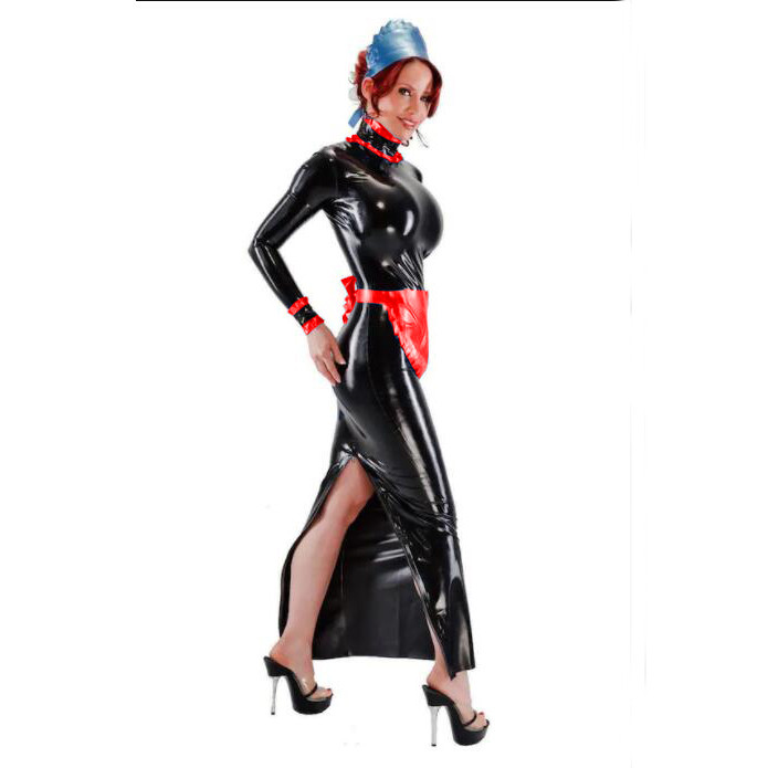 Women maid costume Ankle Length Long Sleeve Bodycon Japanese Maid Cosplay Servant Classical Erotic Outfit Sexy Dress For Women