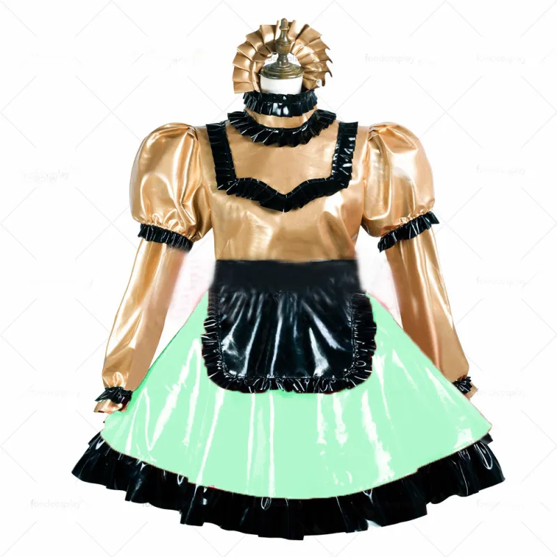 2022 Gold Cute Lolita Maid Dress Women Lovely Cosplay Long sleeves Fashion Dress Animation Show Japanese Outfit Dress 7XL