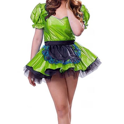 Sissy Lolita Dress Sweet Classic Lolita Fancy Apron Maid Dress Laser Puff Sleeve Retro Party Dress Crossdresser Shiny Costume