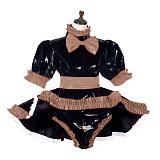 Lockable Sissy Maid Dress Plus Size Lolita PVC Maid Cosume with Bow PVC Crossdressing Fetish Wear Sissy Dress