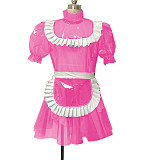 Women Sexy Lockable Sissy Maid Dress Transparent Plastic Costume Sweet Gothic Lolita Dresses Invisible Sexy Sissy Crossdresser