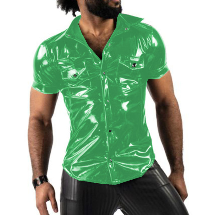 Fashion Trend Men Shirts Fashion Short Sleeve Turn-down Shirt Blouse Tops With Pocket Party Clubwear Overshirt Sports Shirts 7XL
