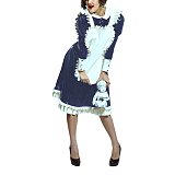 Lolita Peter Pan Collar Long Sleeve Knee-Length Maid Dress with Ruffled Apron Men Women French Maid Cosplay Costume Maid Uniform