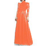 Wetlook PVC Sexy Bodycon Floor-length A Line Dress Fit and Flare Long Dress Cocktail Evening Prom Gown Dress Party Club S-7XL