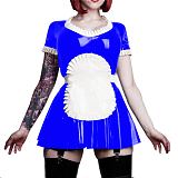 26 Colors Maid Short Sleeve Mini Dress Cute Uniform PVC A-line Pleated Dress Cosplay Costumes Lolita Dress with Apron 7XL
