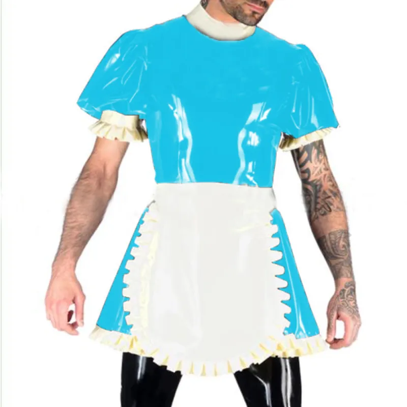 Women Classic Lolita Maid Dress Vintage Cosplay Anime Girl Fancy Dress XS-7XL Mens Male Short Puff Sleeve Sissy Dress with Apron