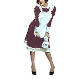 Lolita Peter Pan Collar Long Sleeve Knee-Length Maid Dress with Ruffled Apron Men Women French Maid Cosplay Costume Maid Uniform