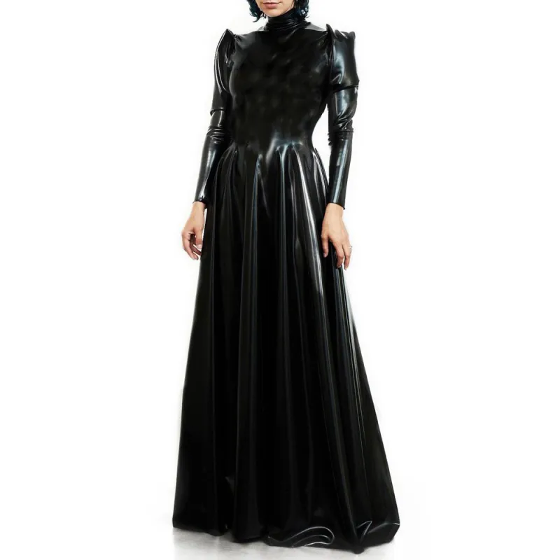 Wetlook PVC Sexy Bodycon Floor-length A Line Dress Fit and Flare Long Dress Cocktail Evening Prom Gown Dress Party Club S-7XL