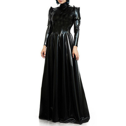 Wetlook PVC Sexy Bodycon Floor-length A Line Dress Fit and Flare Long Dress Cocktail Evening Prom Gown Dress Party Club S-7XL