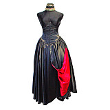 fondcosplay O Dress The Story Of O With Bra nude breasted Black Satin Dress jacket Cosplay Costume CD/TV[G530]