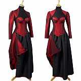 fondcosplay Gothic Lolita O Dress The Story Of O With Bra nude breasted dark red Taffeta sissy Maid Dress Custom-made[G746]