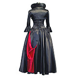 fondcosplay O Dress The Story Of O With Bra nude breasted Black Satin Dress jacket Cosplay Costume CD/TV[G530]