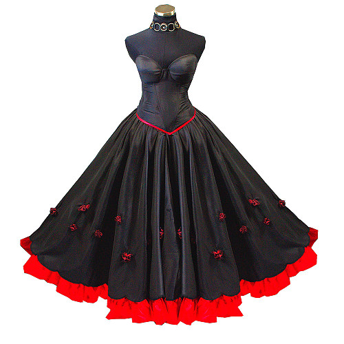fondcosplay O Dress The Story Of O With Bra nude breasted black Tafetta Long Dress Cosplay Costume CD/TV[G425]