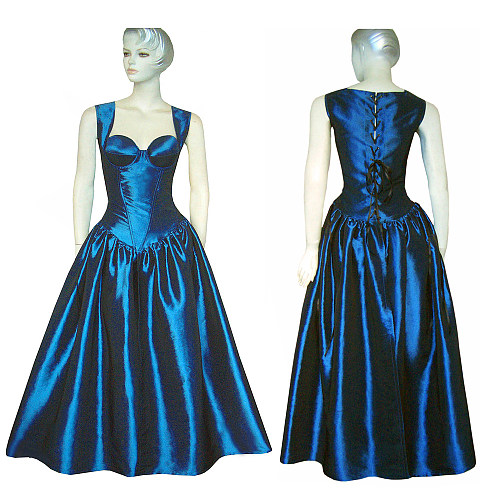 fondcosplay O Dress The Story Of O With Bra nude breasted Blue Taffeta Dress jacket Cosplay Costume CD/TV[G328]