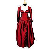 fondcosplay Sexy Gothic Lolita O Dress The Story Of O With Bra red Taffeta Maid Dress nude breasted Costume Custom-made[G606]