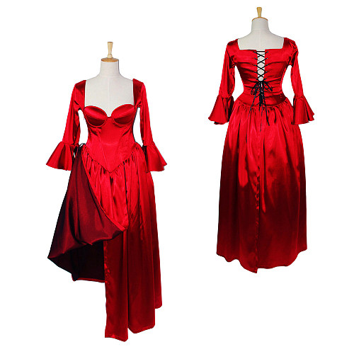 fondcosplay Sexy Gothic Lolita nude breasted O Dress The Story Of O With Bra red Satin Maid Dress Costume Custom-made[G610]