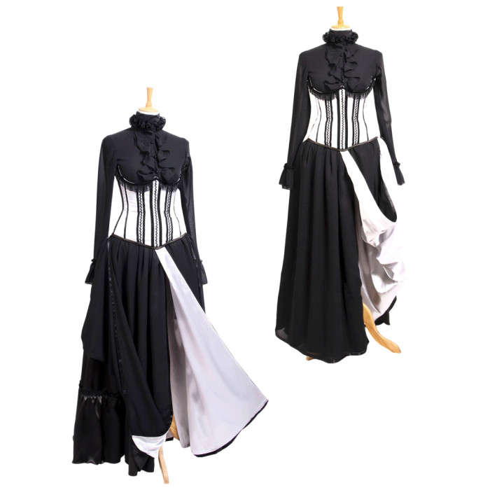 fondcosplay O Dress The Story Of O With Bra Chiffon black Cotton Dress Cosplay Costume CD/TV[G708]