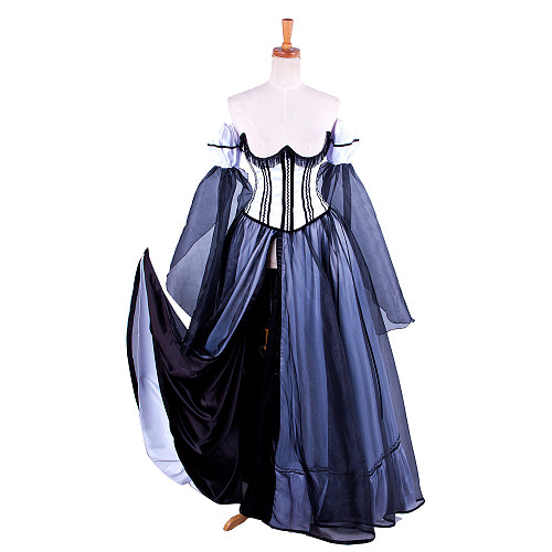 fondcosplay O dress the Story of O breast satin black chiffon dress cosplay costume CD/TV[G1485]